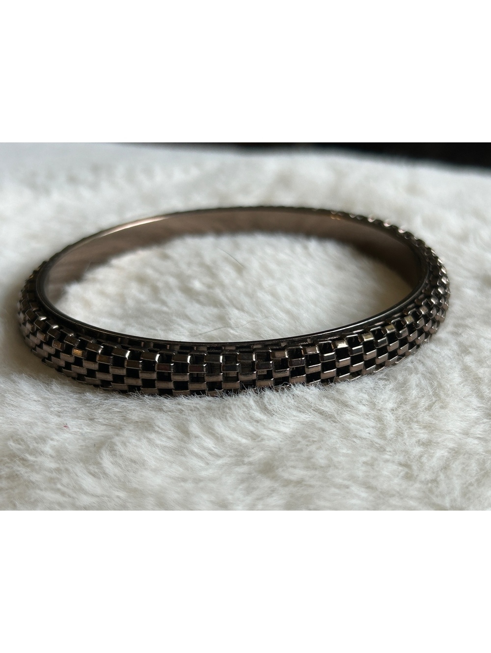 Silver Tone Textured Bangle Bracelet